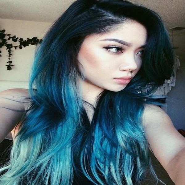 Ombre hair azul